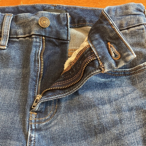Express Womens Size S Straight Ankle High Rise Ultra Hyper Stretch Blue Jeans - Picture 9 of 15